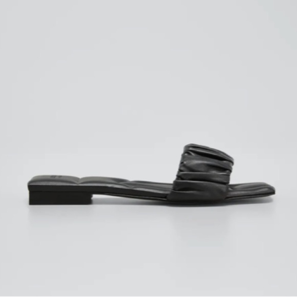 KHAITE Crete Black Ruched Napa Sandals Size 36.5